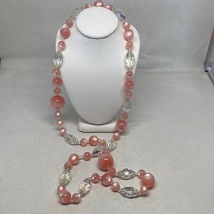 Vintage lucite‘moonstone’ and AB crystal necklace